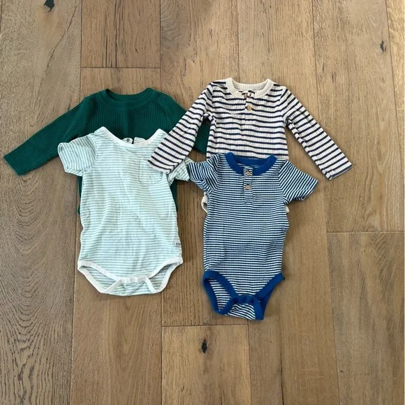 Baby Boy Shirt Bundle 4 piece Rugged Butts 6-9 months Striped Button Blue Green - Picture 2 of 16